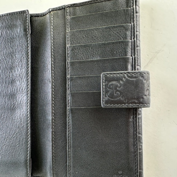Gucci Guccima Embossed Black Leather Bifold Wallet Auntentic - Picture 9 of 12